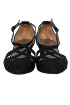 Yves Saint Laurent - Vintage Black Woven Cutout Low Block Heels Sz 7.5