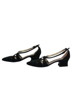 Yves Saint Laurent - Vintage Black Woven Cutout Low Block Heels Sz 7.5