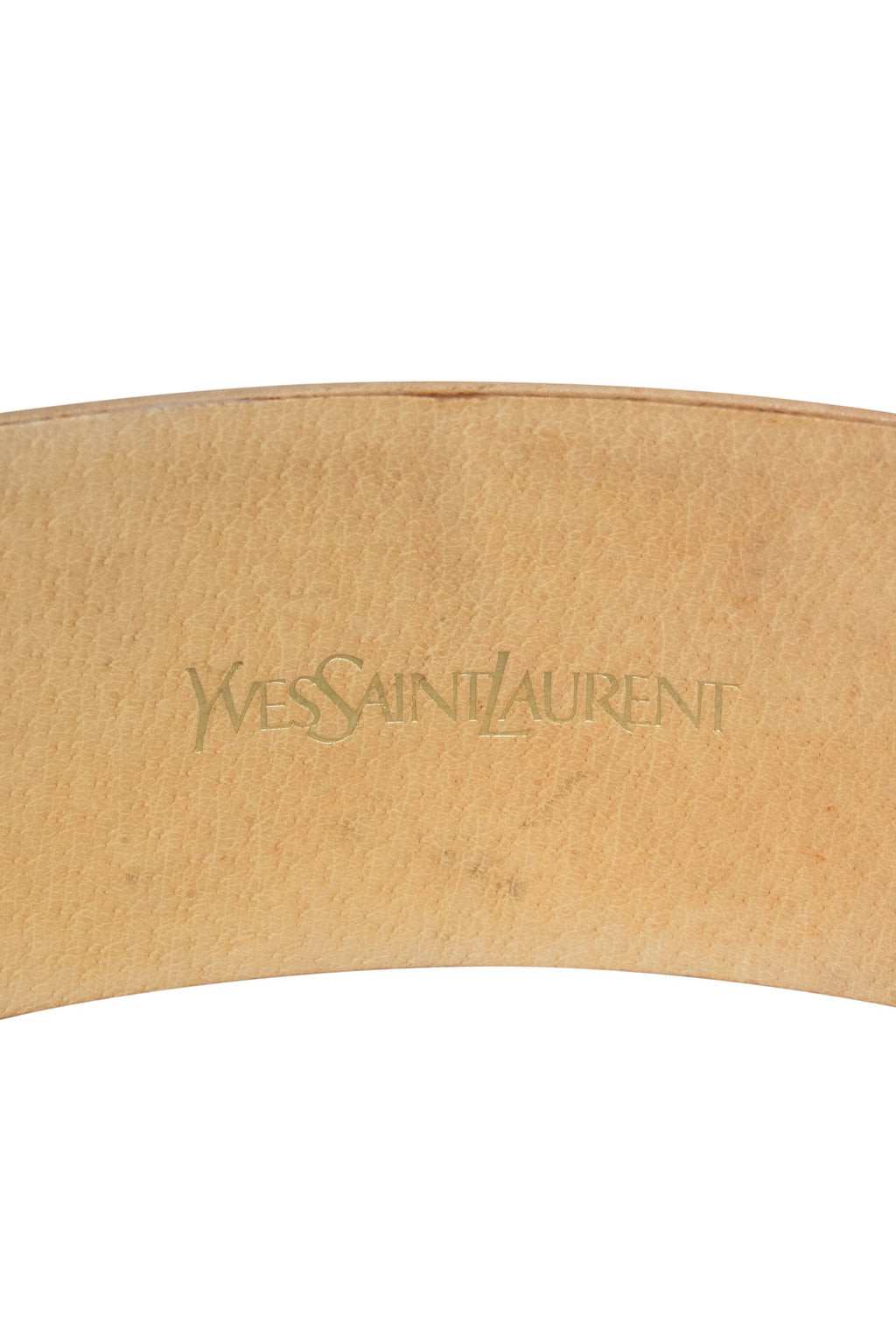 Yves Saint Laurent - Vintage Golden Leather Square Buckle Belt w/ Studs Sz M