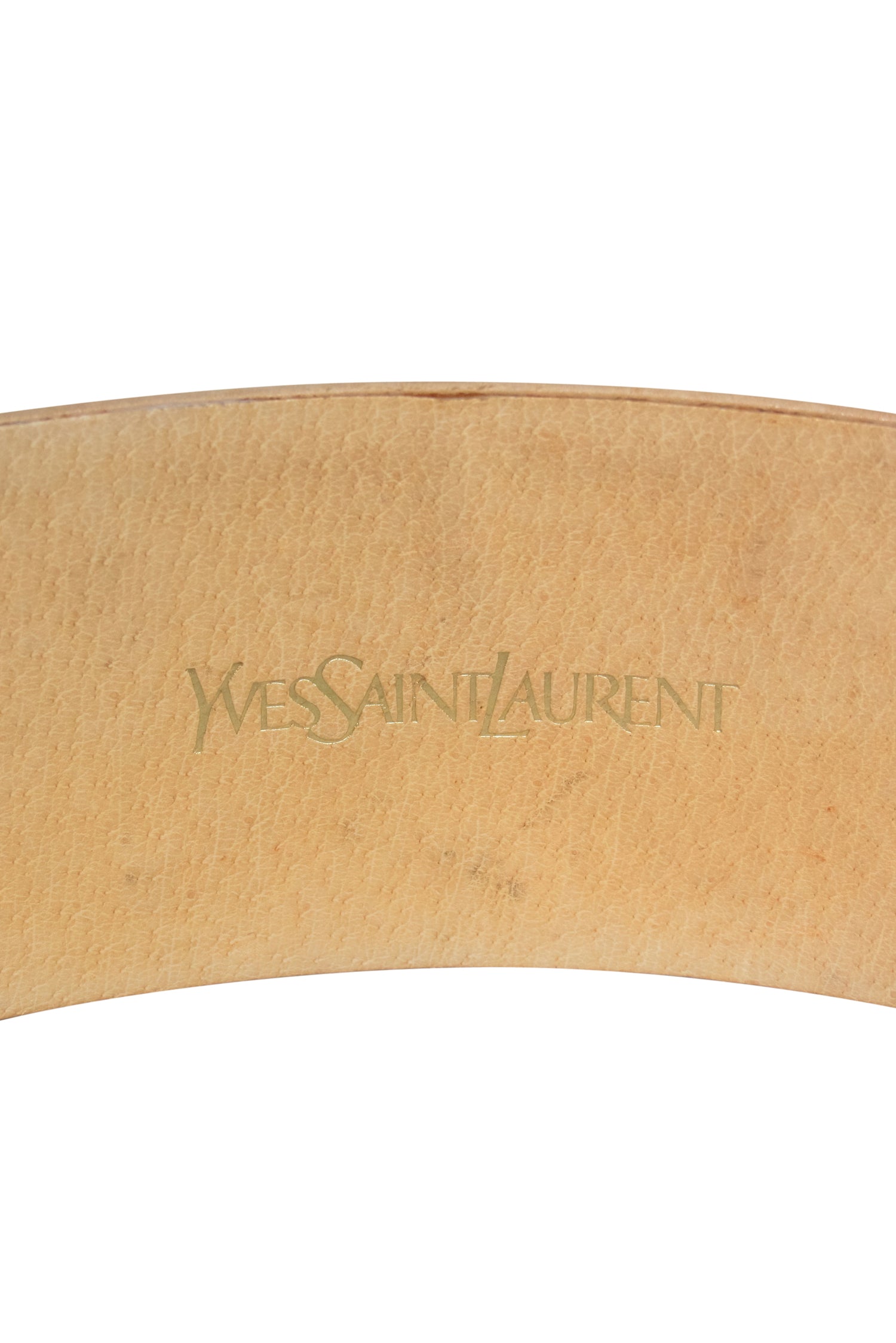 Yves Saint Laurent - Vintage Golden Leather Square Buckle Belt w/ Studs Sz M