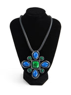 Yves Saint Laurent Vintage Gripoix Cabochon Glass Necklace Green Blue