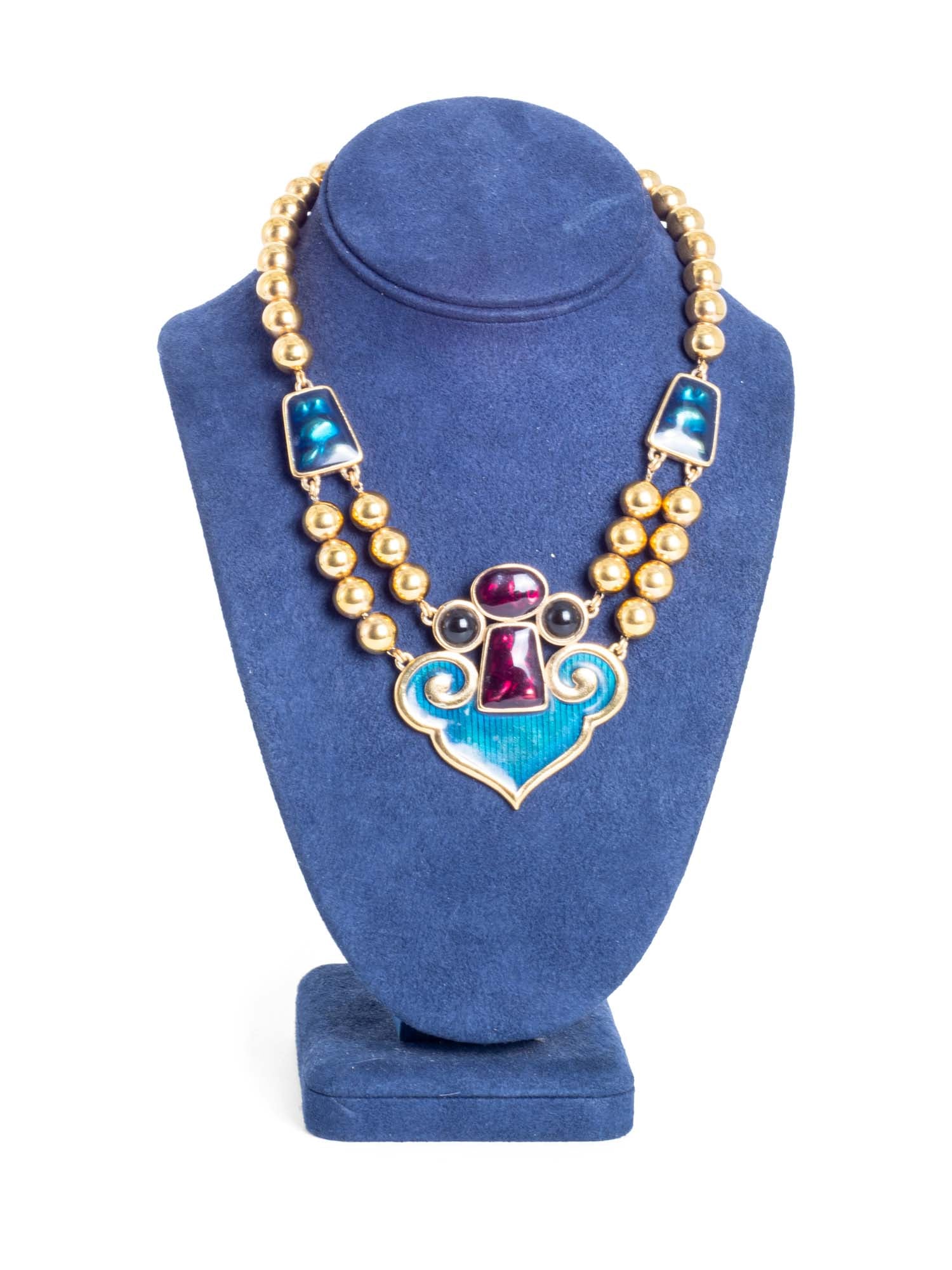 Yves Saint Laurent Vintage Poured Glass Necklace Gold