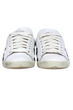 Yves Saint Laurent - White Low Top Sneakers w/ Glitter Patchwork Sz 8