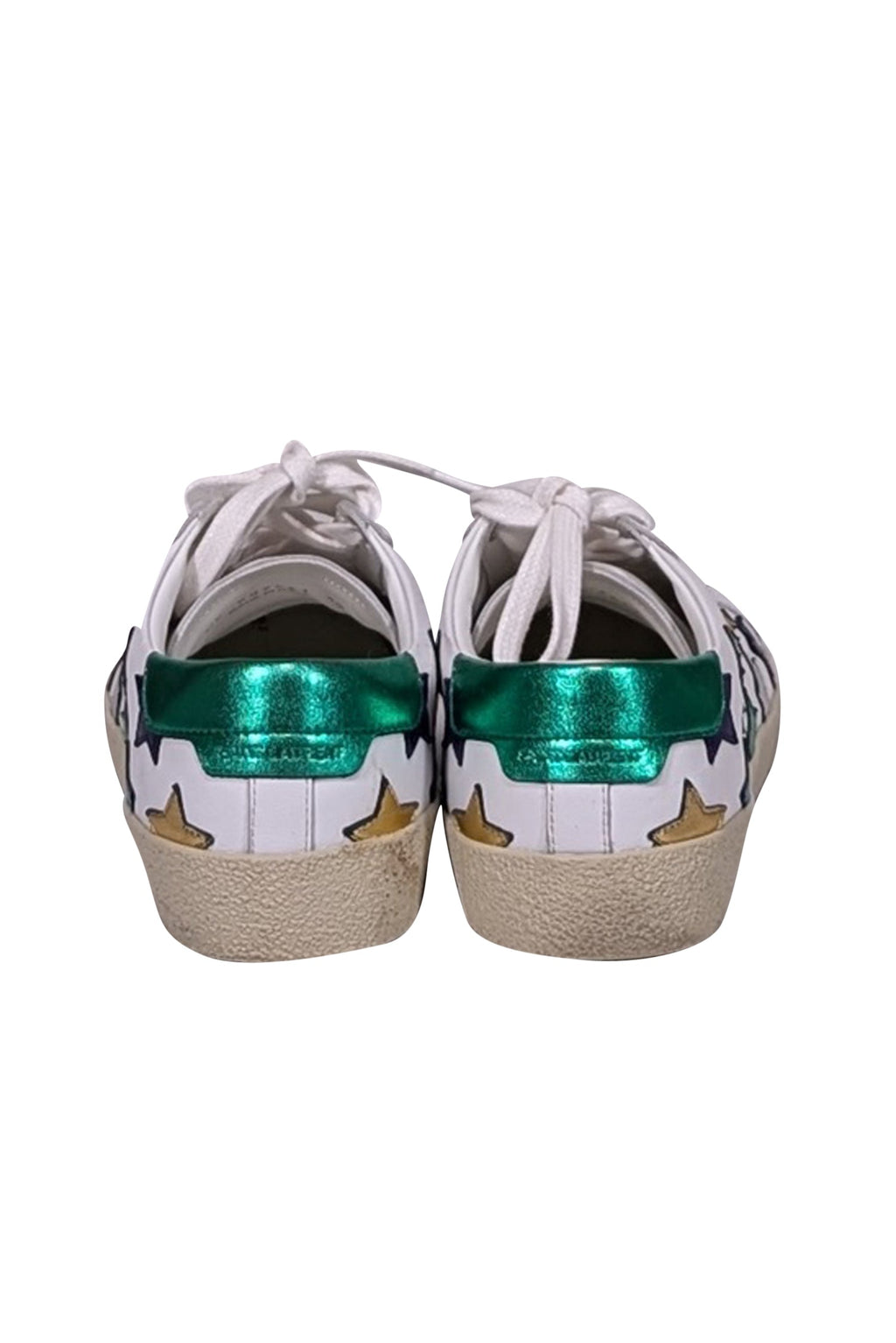 Yves Saint Laurent - White & Multicolor Metallic Star Print Sneakers Sz 8