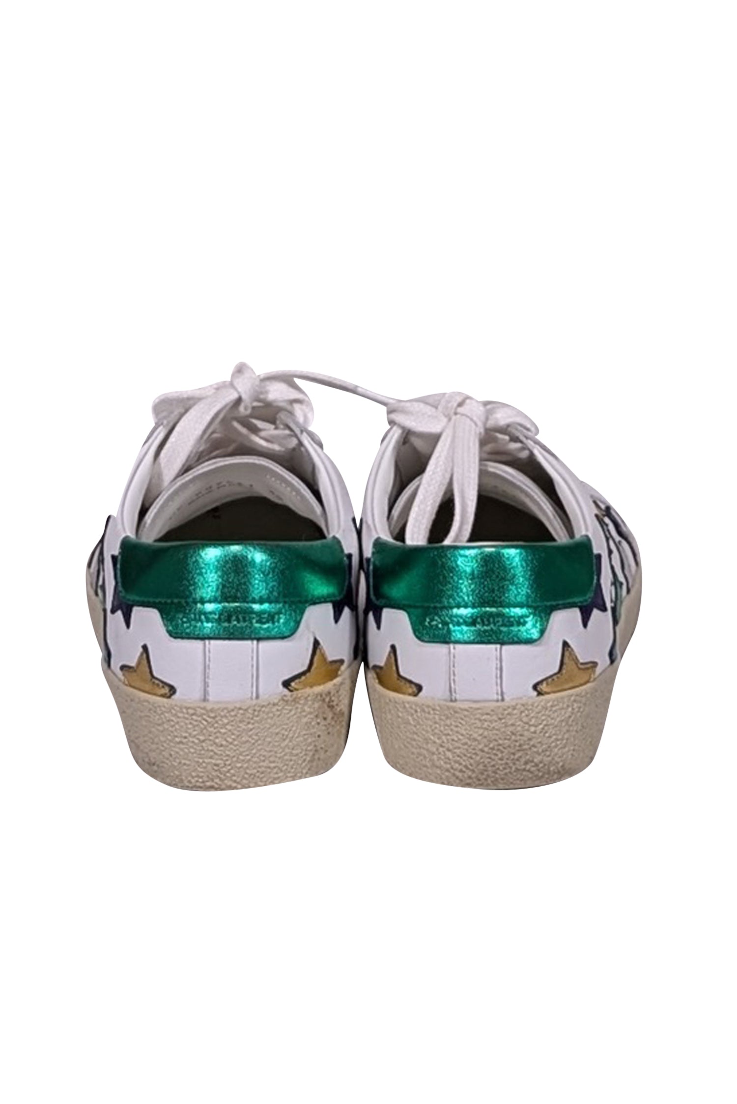 Yves Saint Laurent - White & Multicolor Metallic Star Print Sneakers Sz 8