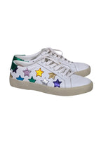 Yves Saint Laurent - White & Multicolor Metallic Star Print Sneakers Sz 8