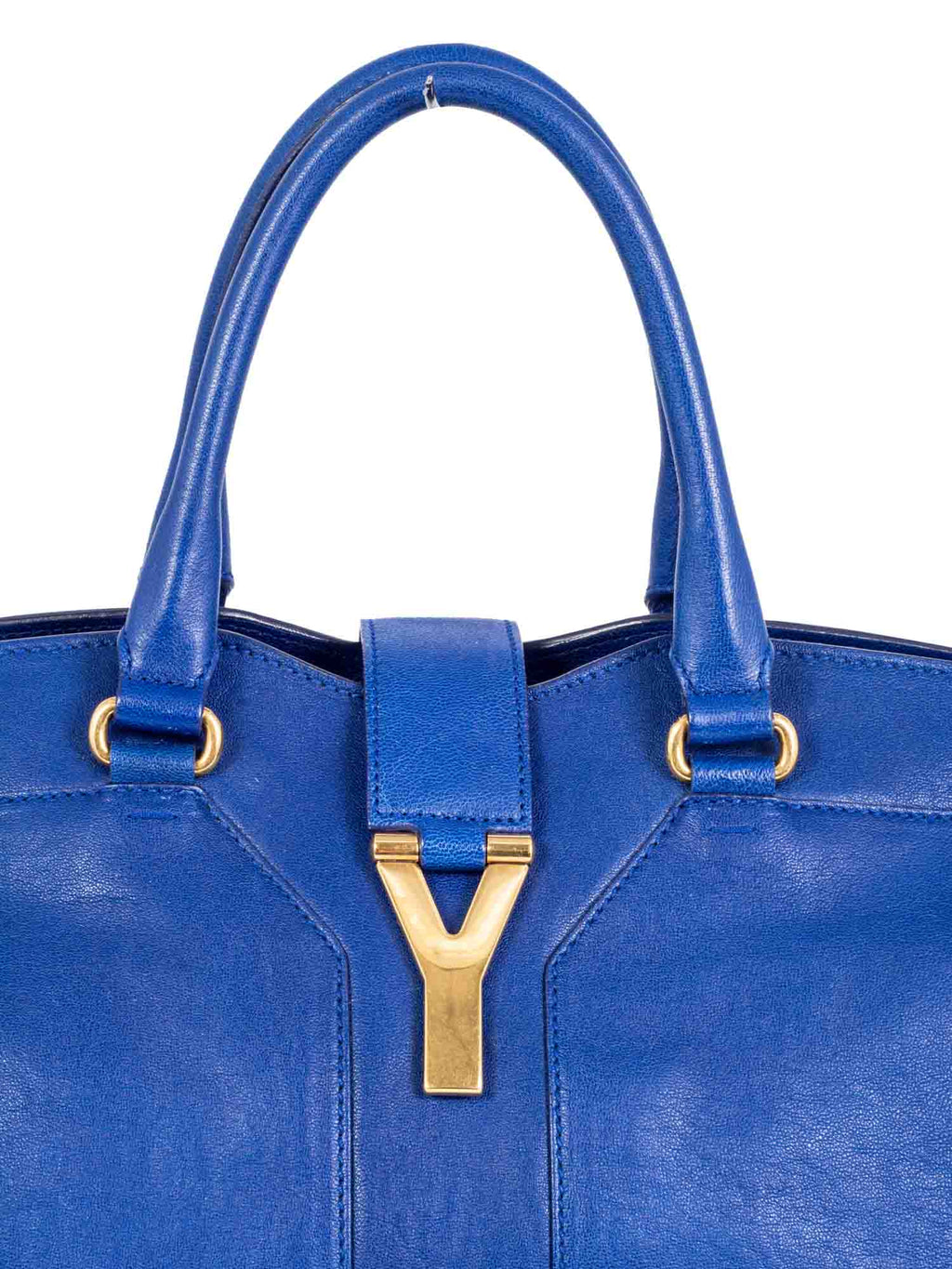 Yves Saint Laurent Y Logo Leather Shoulder Bag Royal Blue