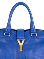 Yves Saint Laurent Y Logo Leather Shoulder Bag Royal Blue