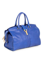 Yves Saint Laurent Y Logo Leather Shoulder Bag Royal Blue