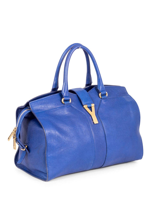 Yves Saint Laurent Y Logo Leather Shoulder Bag Royal Blue