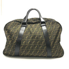 FENDI Boston Duffel bag Nylon / leather Brown Zucca FF logo