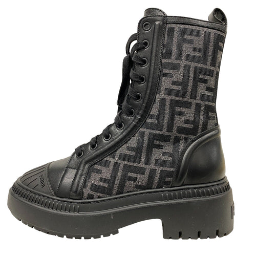 FENDI boots canvas black Short Boots Biker Boots Domino Women 38