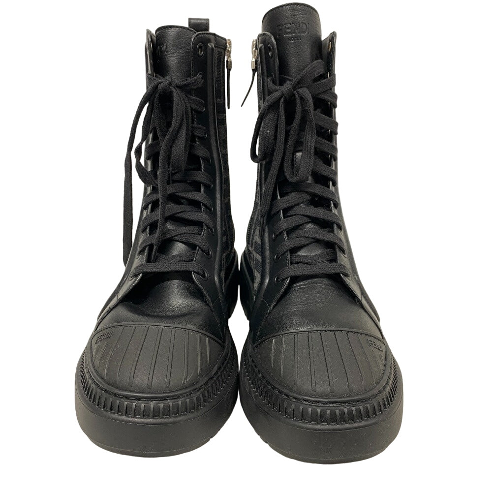 FENDI boots canvas black Short Boots Biker Boots Domino Women 38