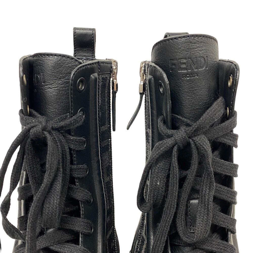 FENDI boots canvas black Short Boots Biker Boots Domino Women 38