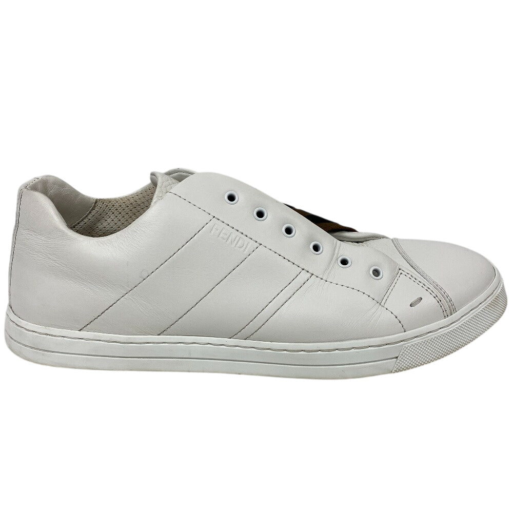 FENDI sneakers 7E1198 leather white Zucca Fabric Cross band 6