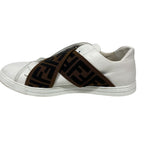 FENDI sneakers 7E1198 leather white Zucca Fabric Cross band 6