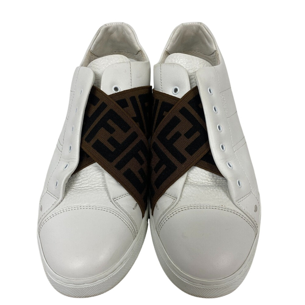 FENDI sneakers 7E1198 leather white Zucca Fabric Cross band 6