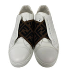 FENDI sneakers 7E1198 leather white Zucca Fabric Cross band 6
