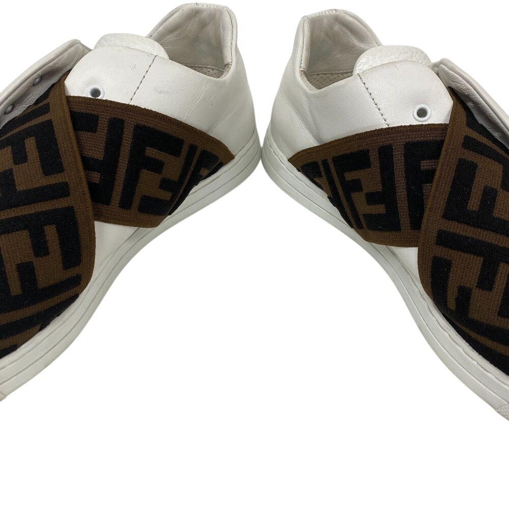 FENDI sneakers 7E1198 leather white Zucca Fabric Cross band 6