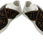 FENDI sneakers 7E1198 leather white Zucca Fabric Cross band 6