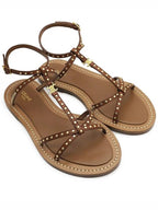 CELINE WoMen's Taillat Studs Vegetal Calfskin Flat Sandals Tan