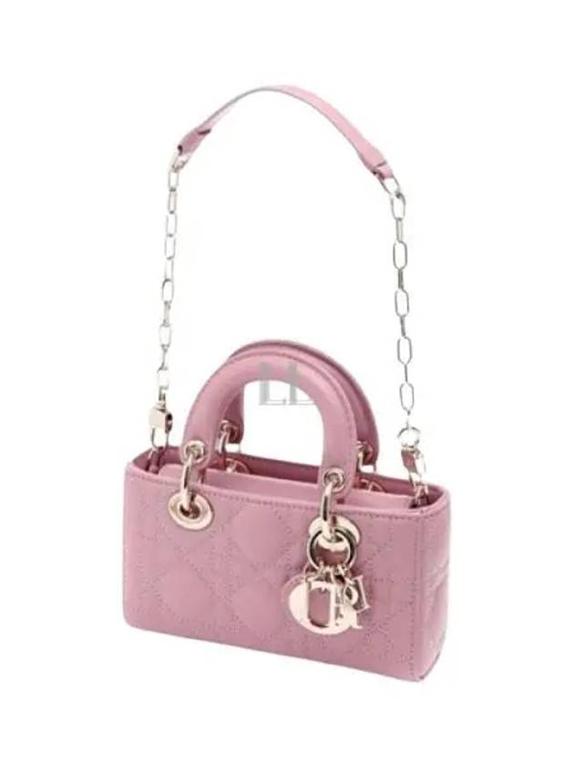 Lady D Joy Cannage Lambskin Micro Tote Bag Antique Pink Dior