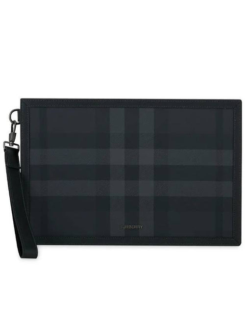 Burberry Check Small Logo Clutch Bag Black