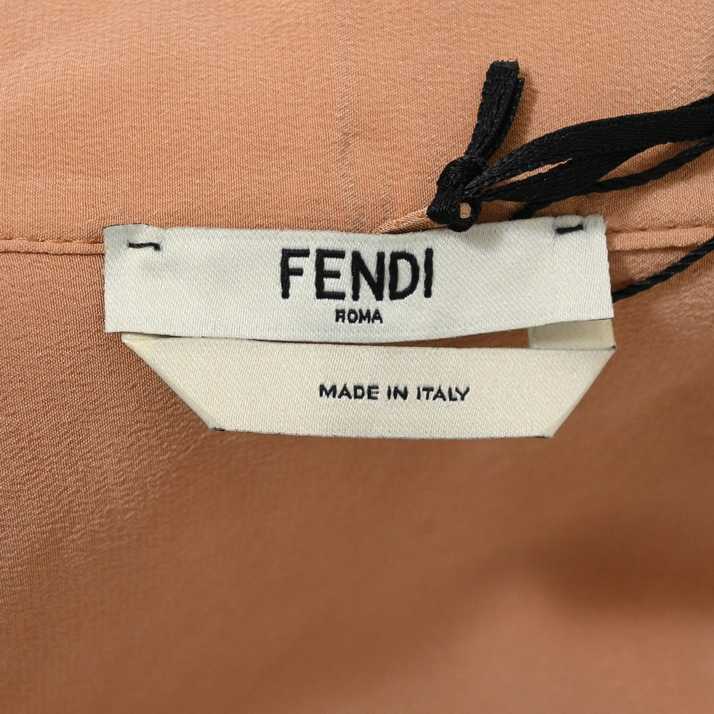 Fendi Crêpe De Chine Shirt Dress In Nude Silk