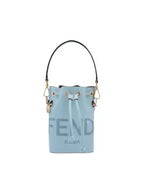Fendi Roma Mon Tresor Leather Small Bucket Bag Light Blue