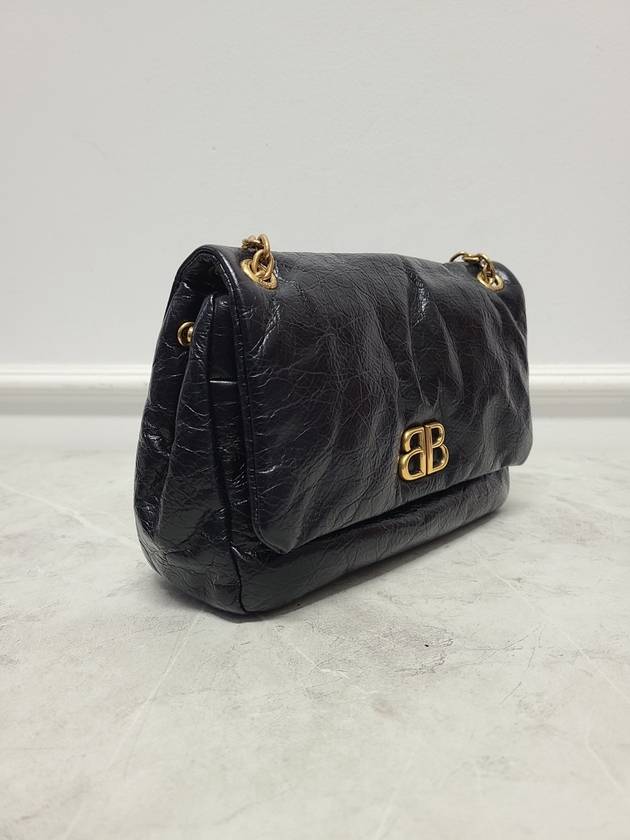 Balenciaga Black Calfskin Vintage Gold Monaco Mini Chain Shoulder Bag