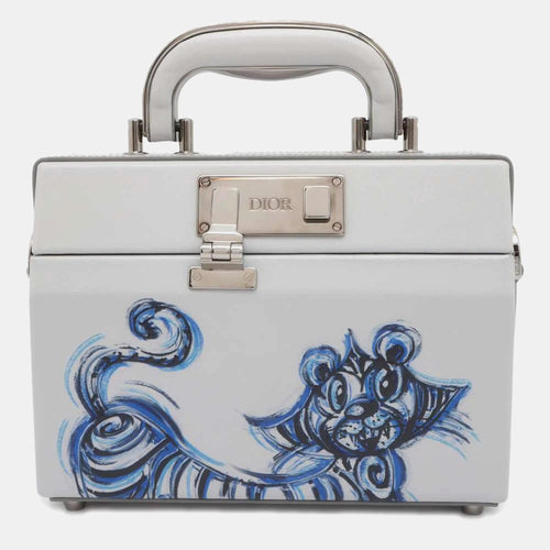Dior Printed Leather Kenny Scharf Year of the Tiger Top Handle Clasp Lock Bag