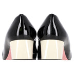 Fendi Low Block Heel Pumps in Black Patent Leather
