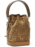 Fendi Mon Tresor FF Jacquard Velvet Mini Bucket Bag Brown