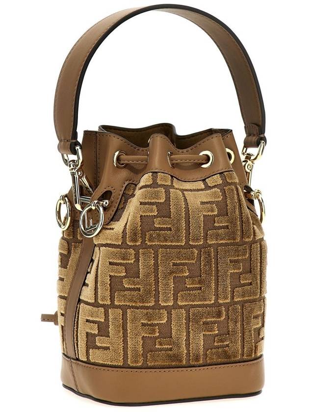 Fendi Mon Tresor FF Jacquard Velvet Mini Bucket Bag Brown