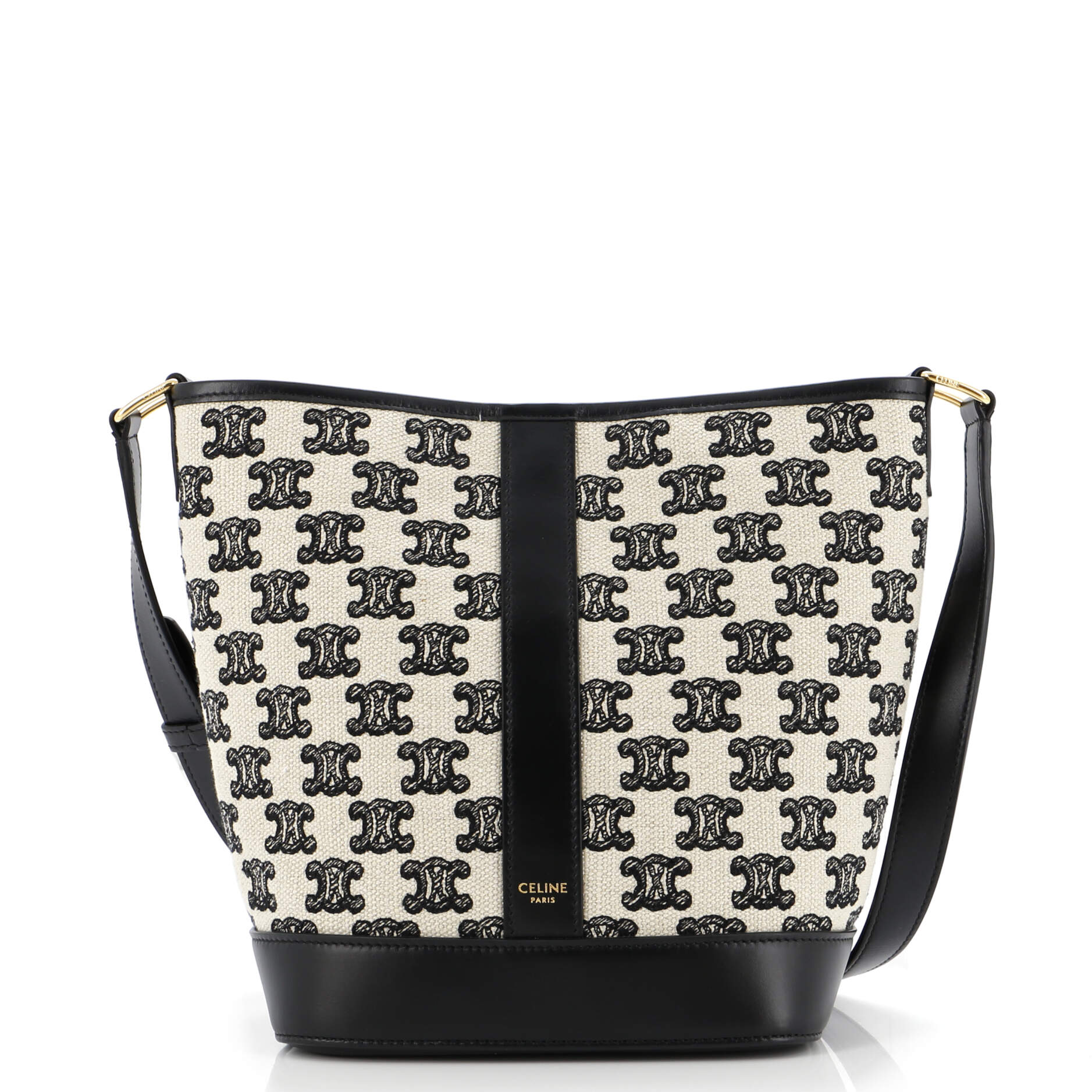 Celine Bucket Shoulder Bag Triomphe Canvas Small