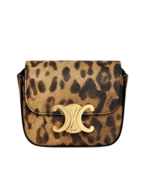 CELINE Mini Claude Leopard Print Canvas Cross Bag