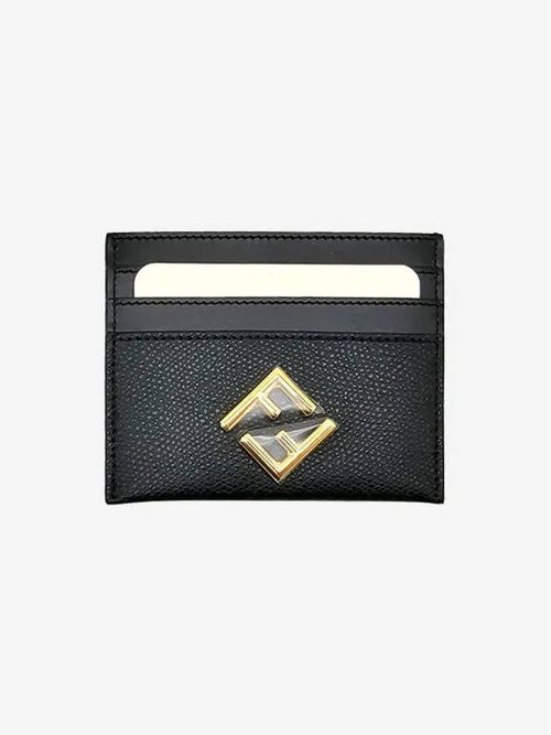 Fendi Logo Diamond Card Wallet Black
