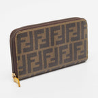 Fendi Zucca Coated Canvas Zip Around Continental Wallet