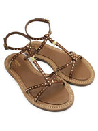 CELINE WoMen's Taillat Studs Vegetal Calfskin Flat Sandals Tan