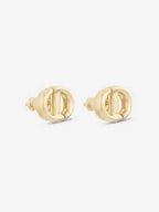 CD Navy Stud Metal Earrings Pink Gold Finish Dior