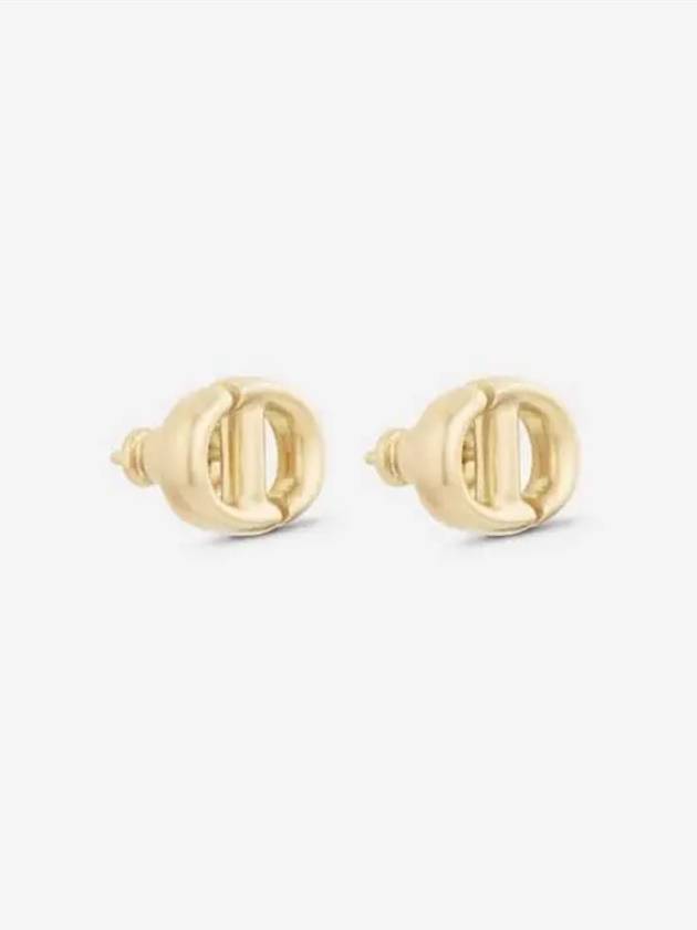 CD Navy Stud Metal Earrings Pink Gold Finish Dior