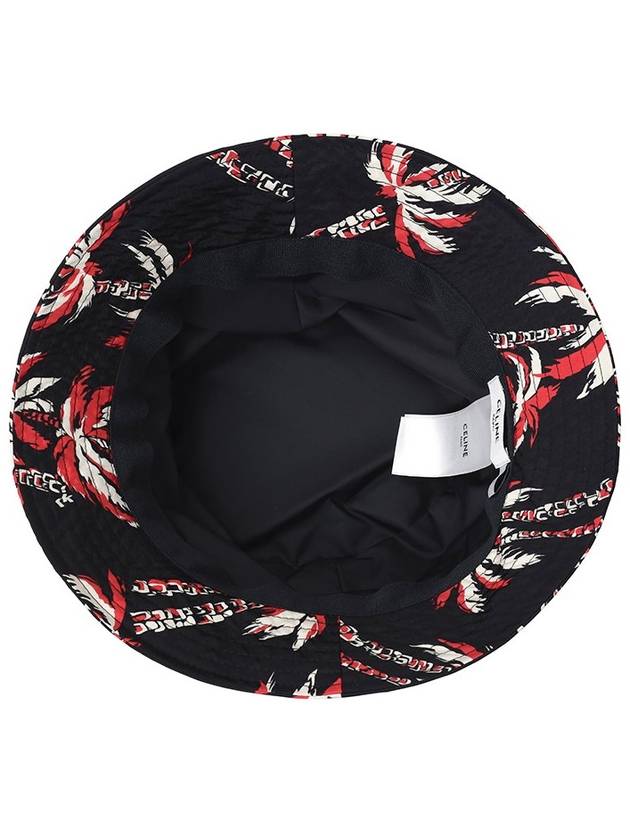 CELINE Palm Tree Nylon Bucket Hat Black