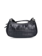 Balenciaga Le Cagol Mini Silver Chain Crocodile Shoulder Bag Black
