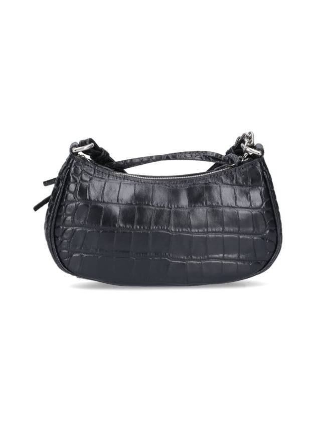 Balenciaga Le Cagol Mini Silver Chain Crocodile Shoulder Bag Black