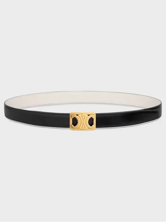 CELINE Frame Triomphe Reversible Medium Leather Belt Black White