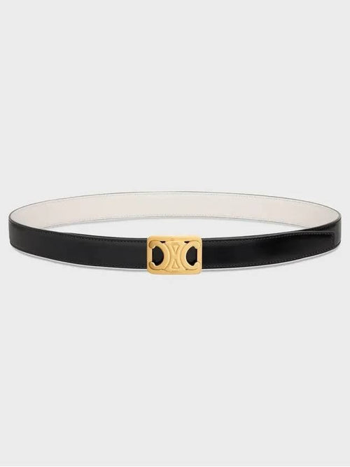 CELINE Frame Triomphe Reversible Medium Leather Belt Black White