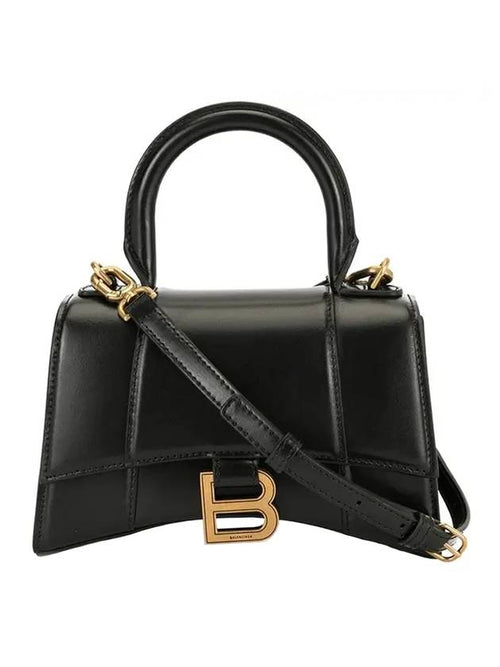 Balenciaga Hourglass XS Glossy Calfskin Tote Bag Black