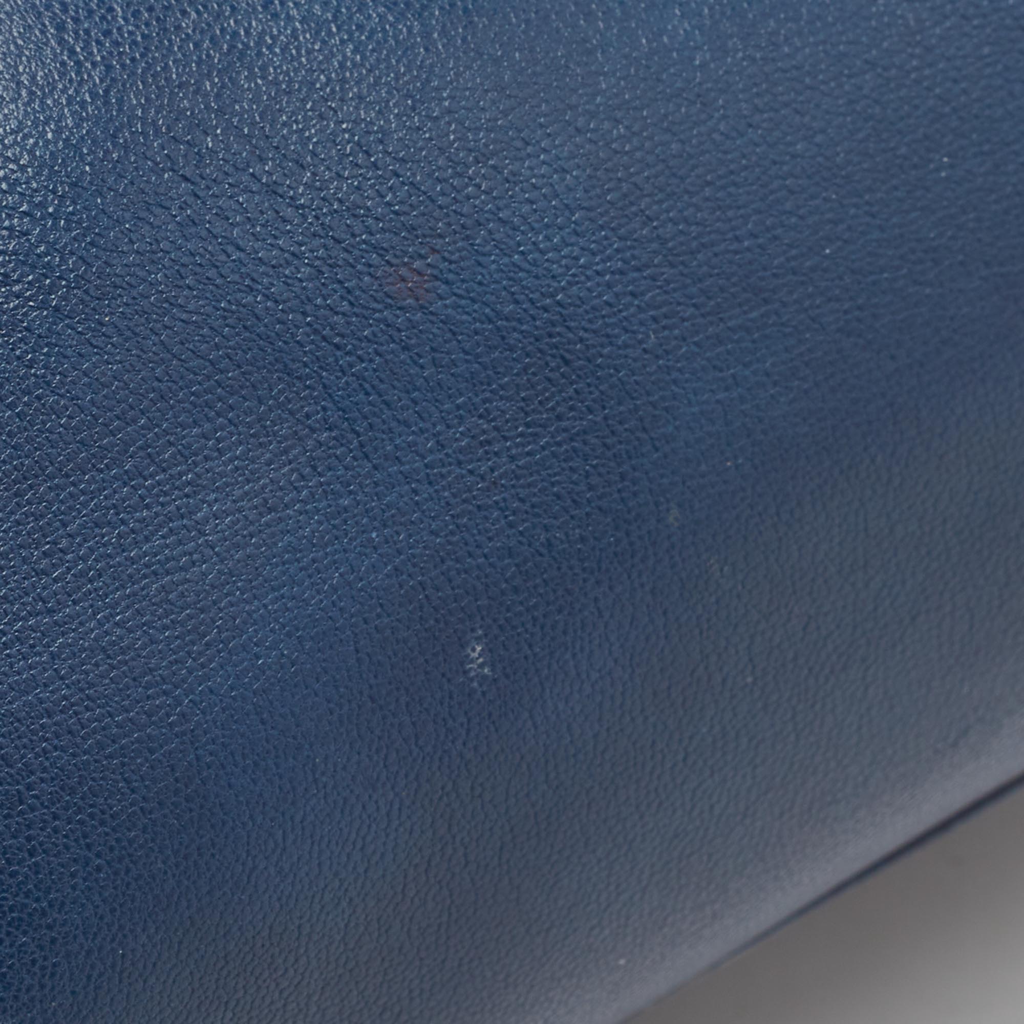 Fendi Navy Blue Leather Mini Peekaboo Top Handle Bag