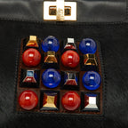 Fendi Black Leather And Calf Hair Studs Mini Peekaboo Top Handle Bag
