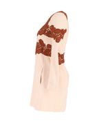 Chloe Lace-Trim Mini Dress in Beige Wool